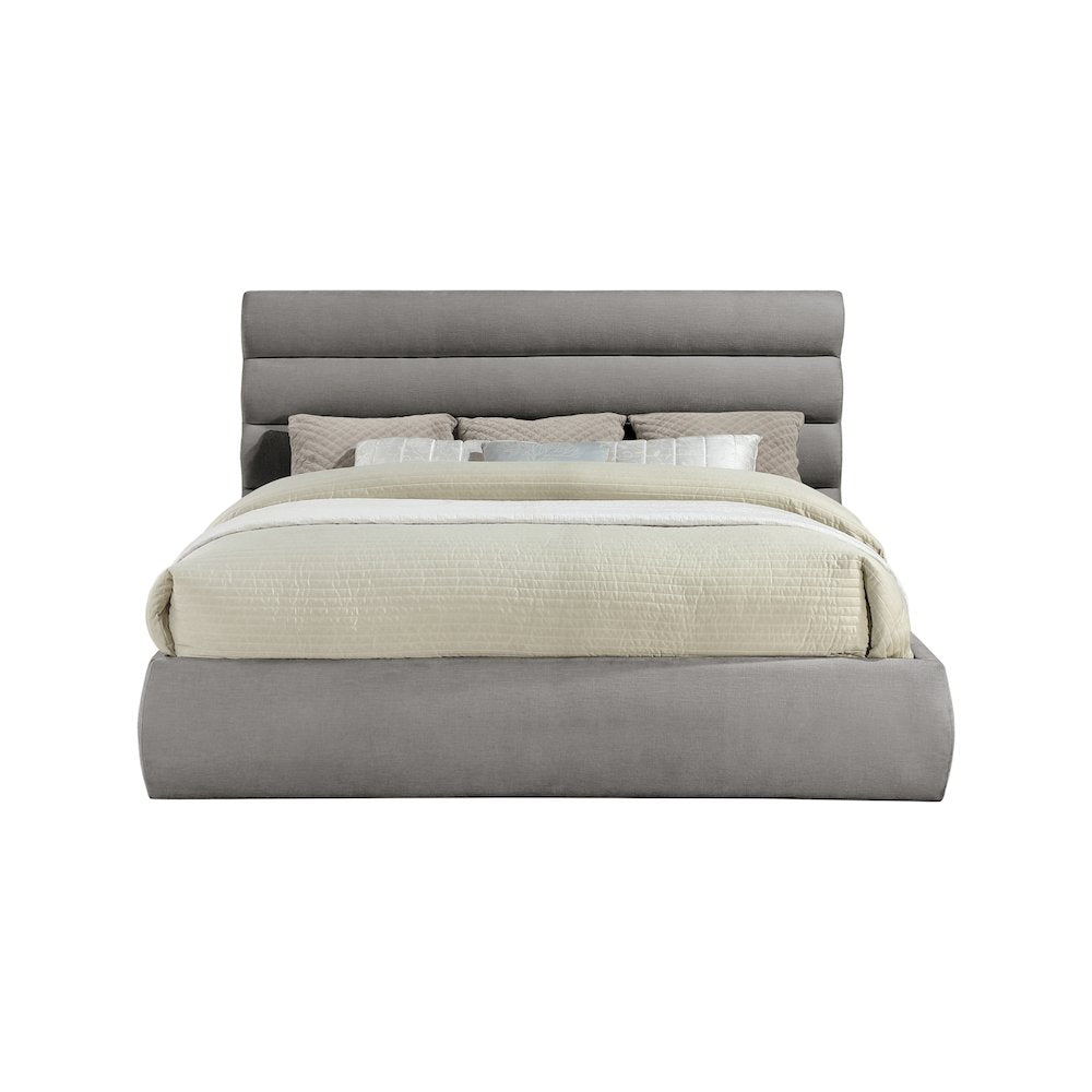 Adam Grey Chenille Fabric King Bed
