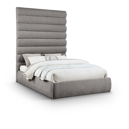 Adam Grey Chenille Fabric Queen Bed