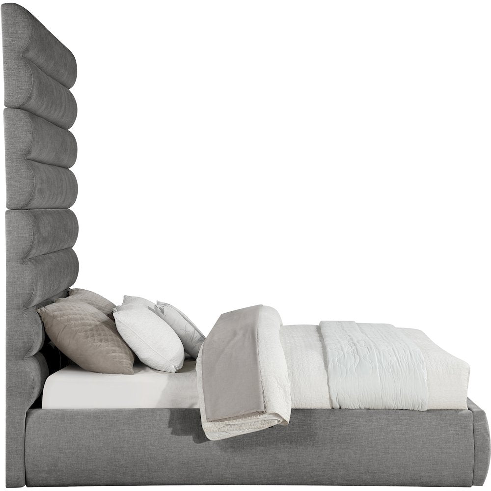 Adam Grey Chenille Fabric Queen Bed