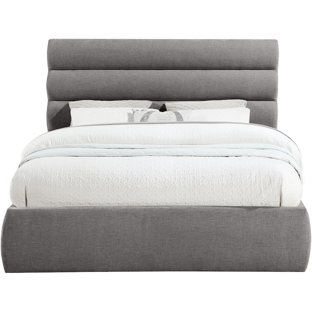 Adam Grey Chenille Fabric Queen Bed