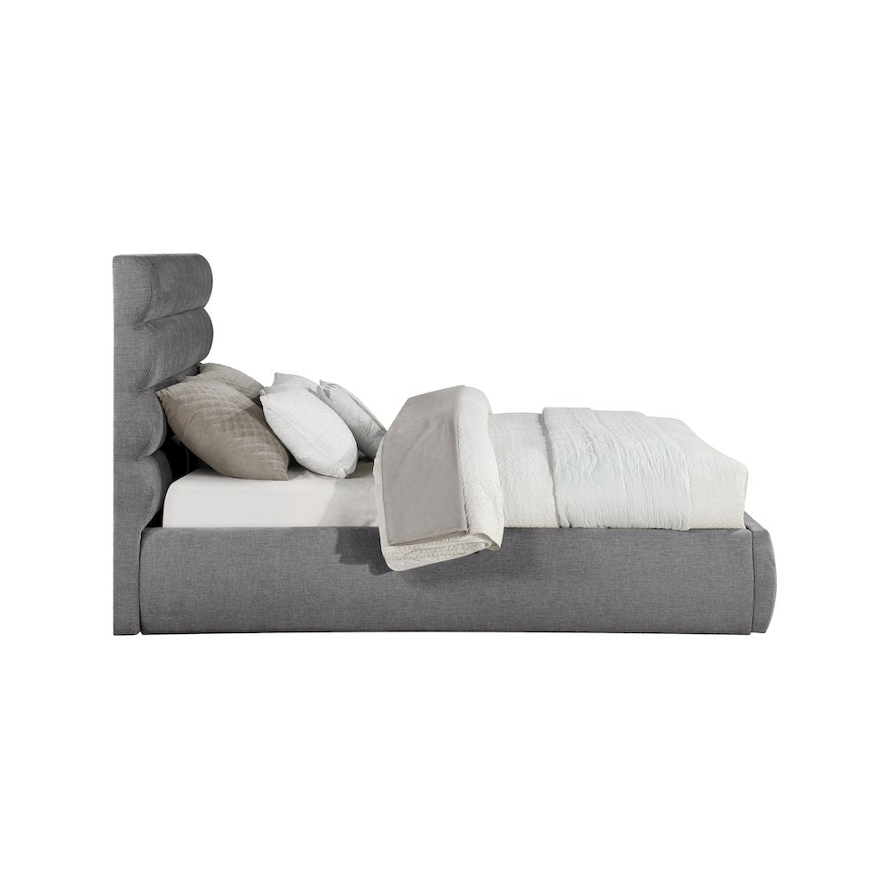 Adam Grey Chenille Fabric Queen Bed