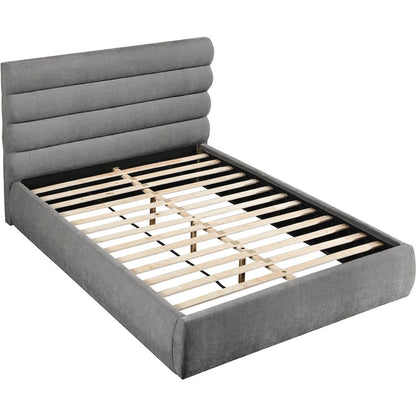 Adam Grey Chenille Fabric Queen Bed