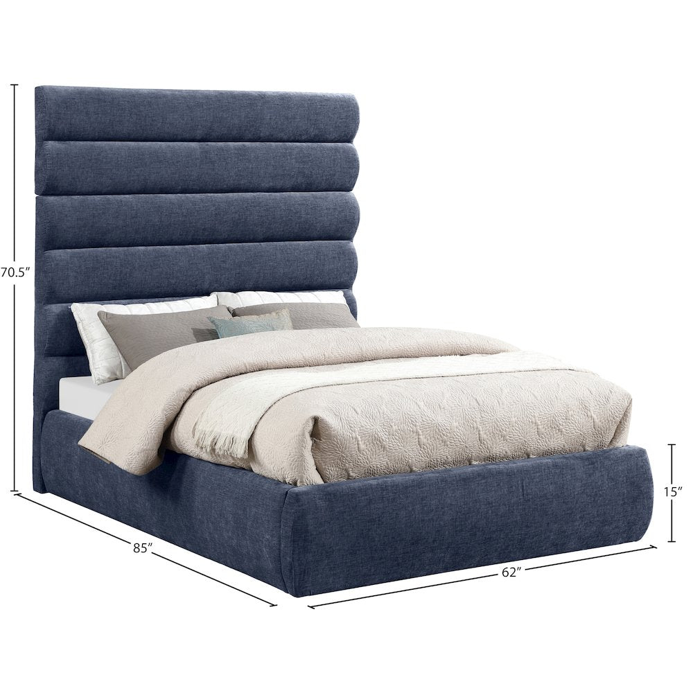 Adam Navy Chenille Fabric Full Bed