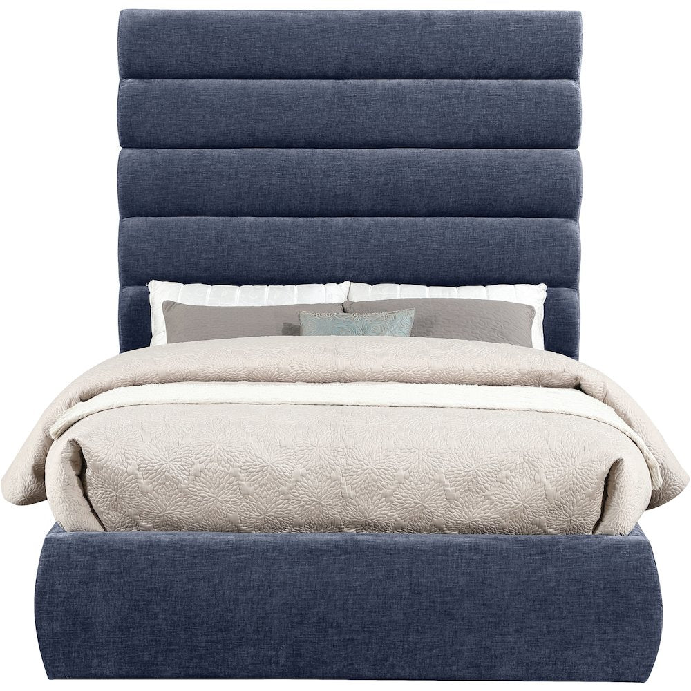 Adam Navy Chenille Fabric Full Bed
