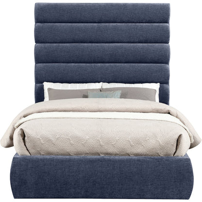 Adam Navy Chenille Fabric Full Bed
