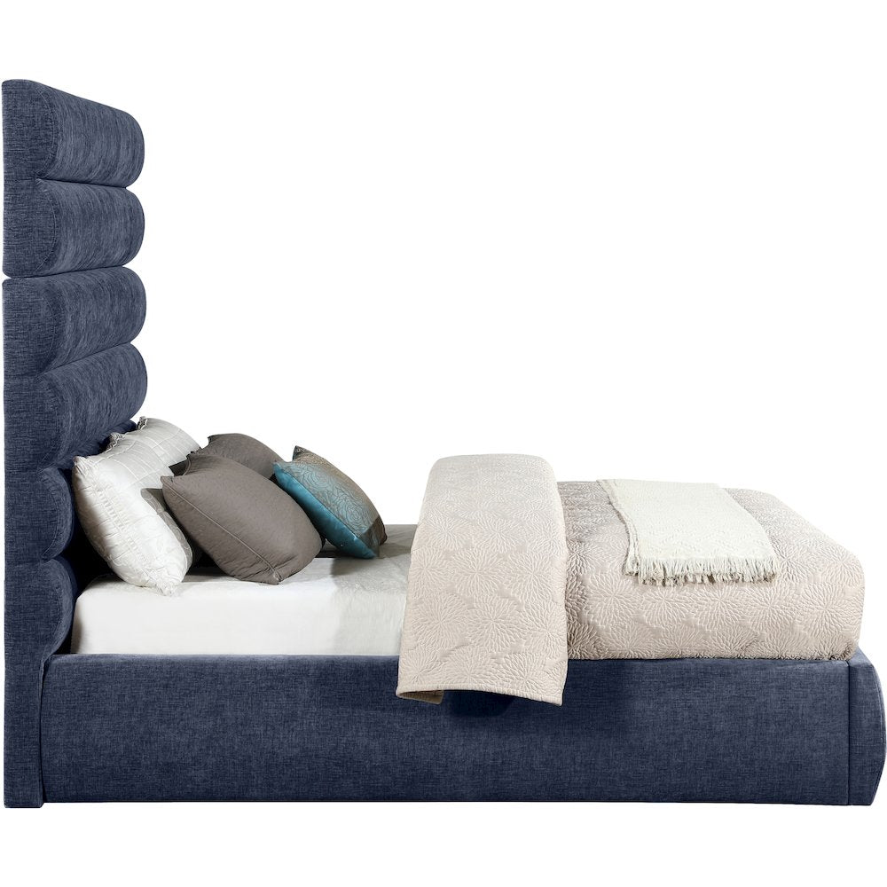 Adam Navy Chenille Fabric Full Bed