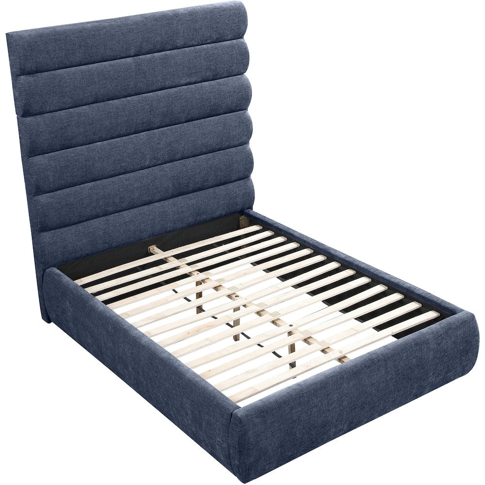 Adam Navy Chenille Fabric Full Bed