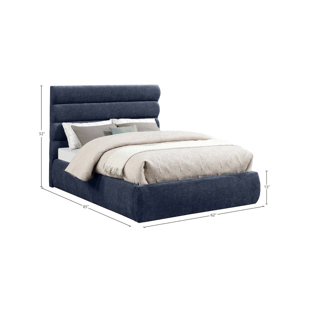 Adam Navy Chenille Fabric Full Bed