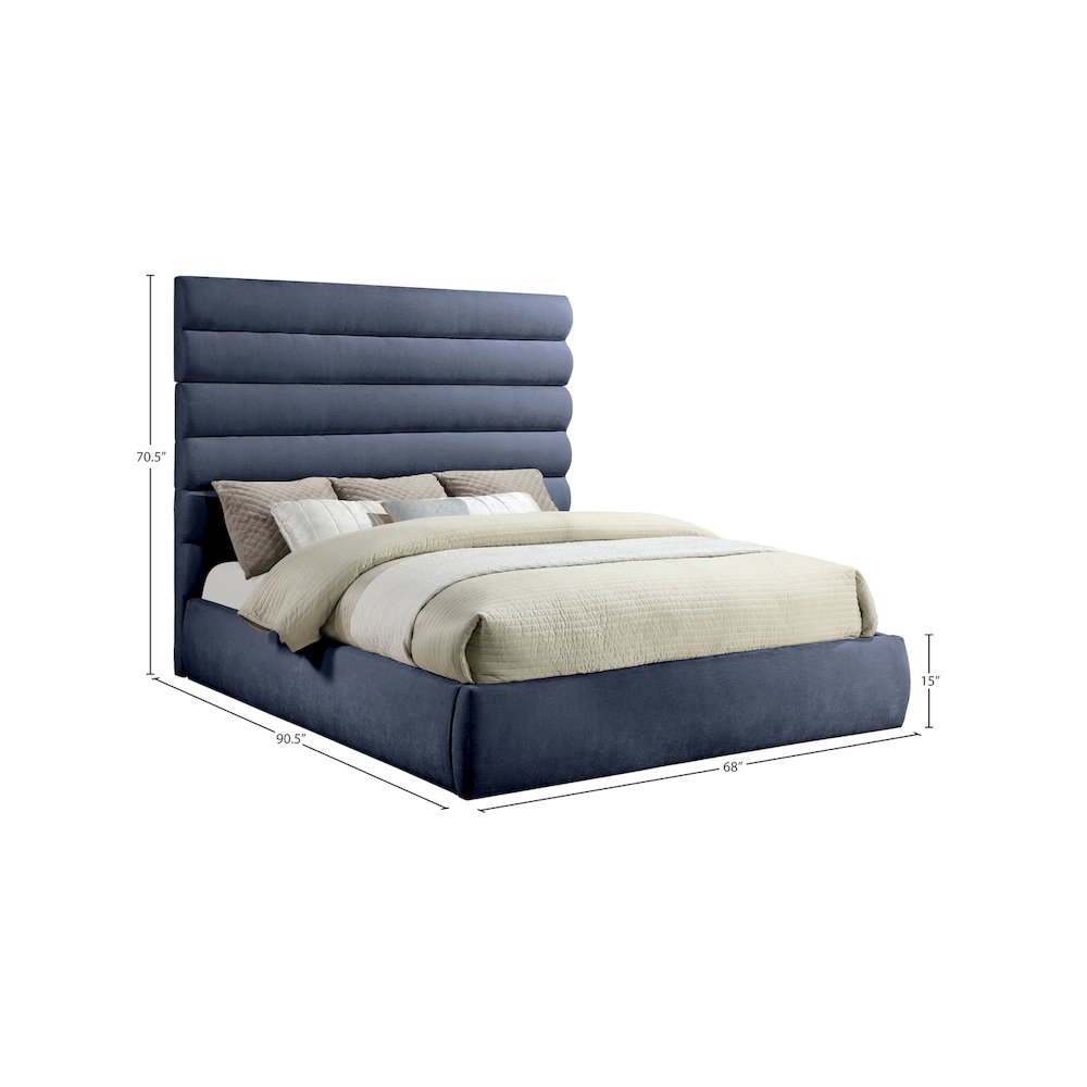 Adam Navy Chenille Fabric King Bed