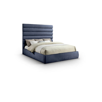 Adam Navy Chenille Fabric King Bed