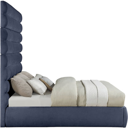 Adam Navy Chenille Fabric King Bed