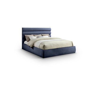 Adam Navy Chenille Fabric King Bed