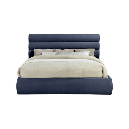 Adam Navy Chenille Fabric King Bed