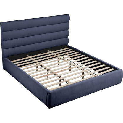 Adam Navy Chenille Fabric King Bed