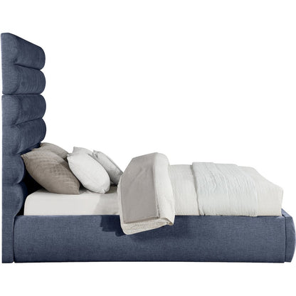 Adam Navy Chenille Fabric Queen Bed