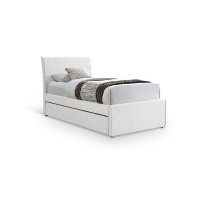 Myles Cream Linen Textured Fabric Twin Trundle Bed