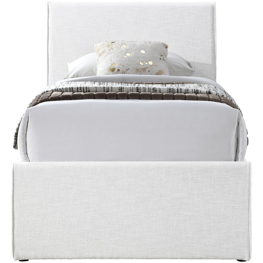 Myles Cream Linen Textured Fabric Twin Trundle Bed