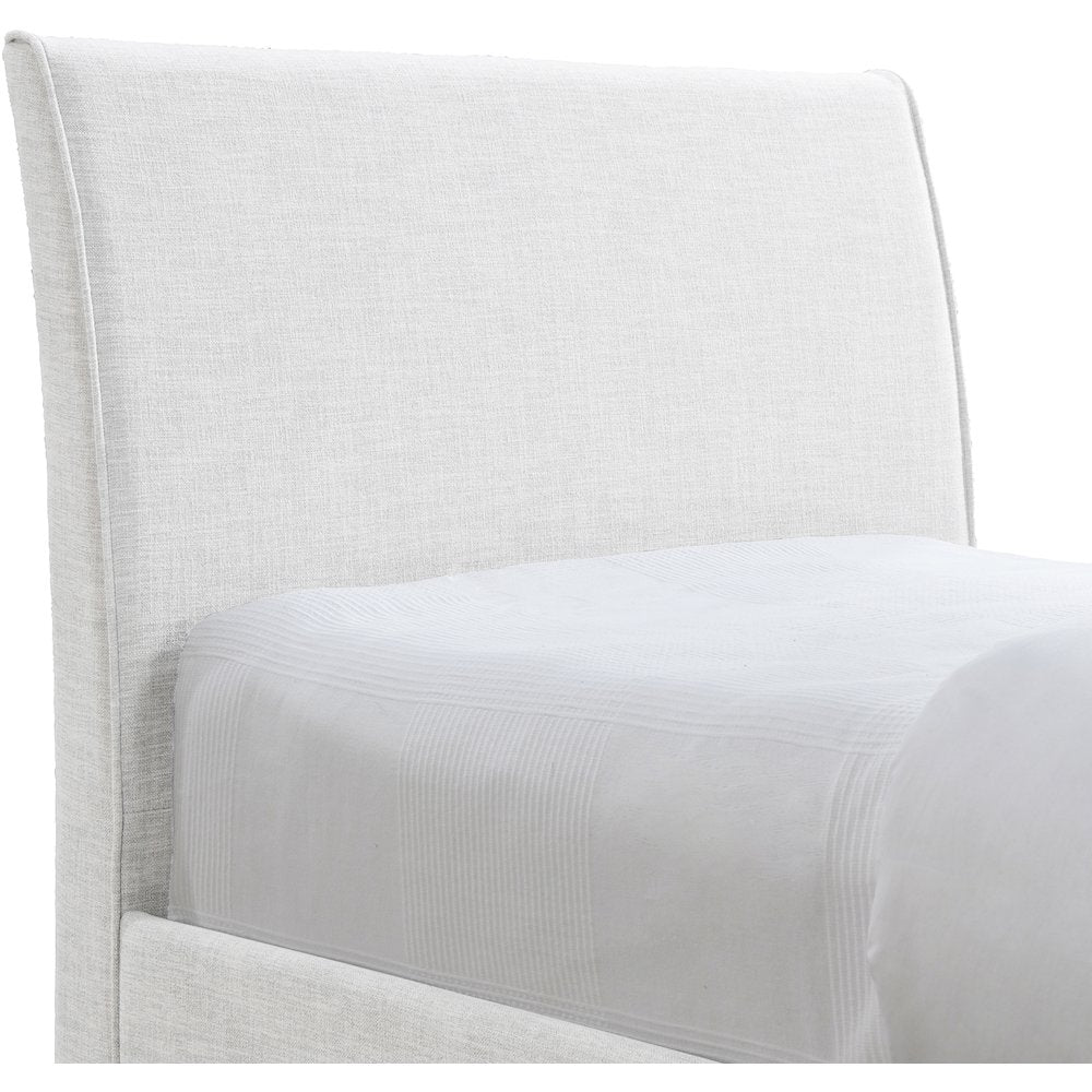 Myles Cream Linen Textured Fabric Twin Trundle Bed