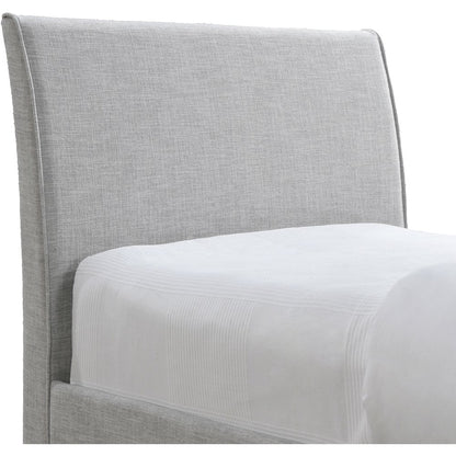 Myles Grey Linen Textured Fabric Twin Trundle Bed