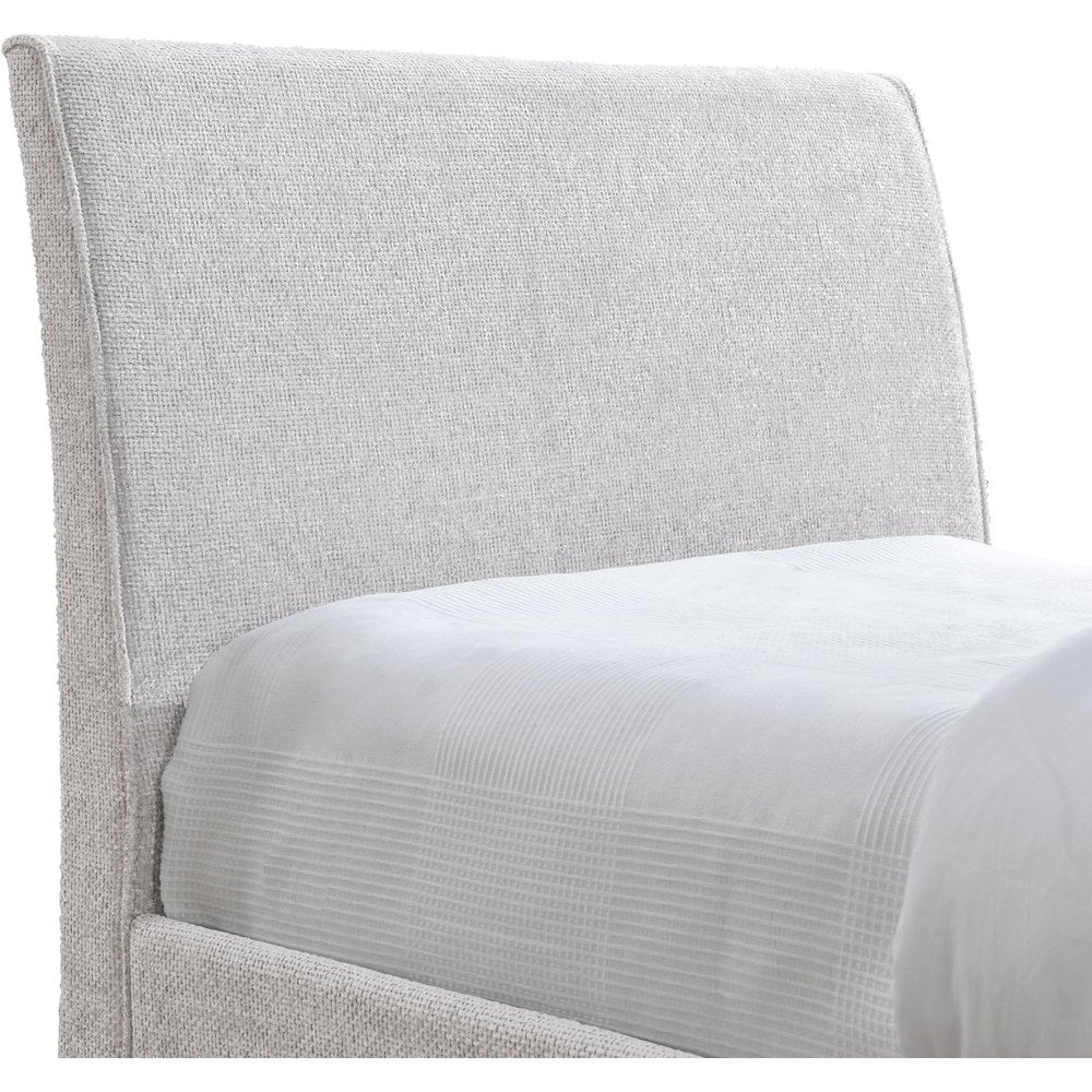 Myles Cream Chenille Fabric Twin Trundle Bed