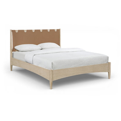 Santos Brown Vegan Leather Headboard And Wood Full Bed