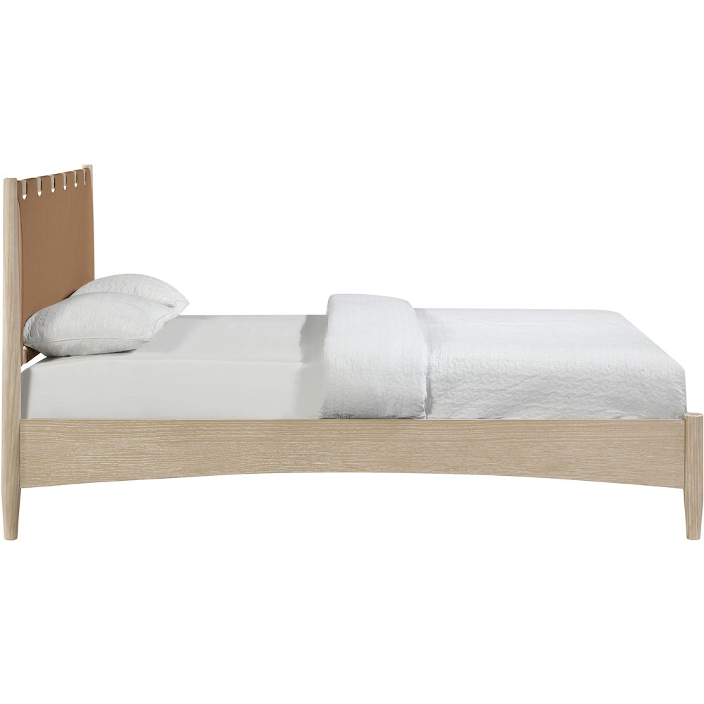 Santos Brown Vegan Leather Headboard And Wood Full Bed