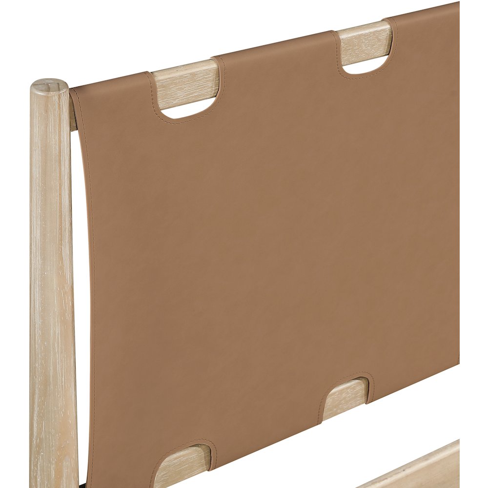Santos Brown Vegan Leather Headboard And Wood King Bed