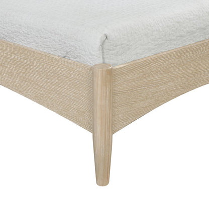 Santos Brown Vegan Leather Headboard And Wood Twin Bed