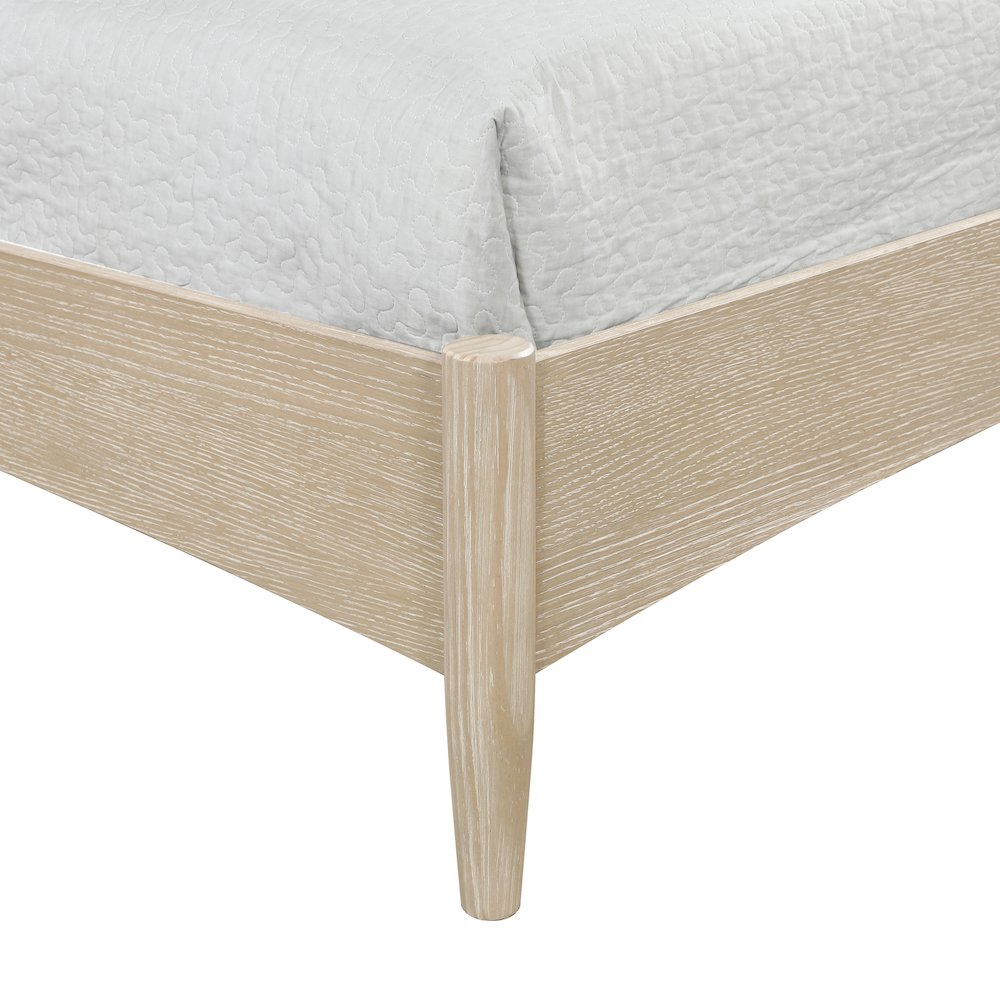 Santos Cream Vegan Leather Headboard And Wood Full Bed