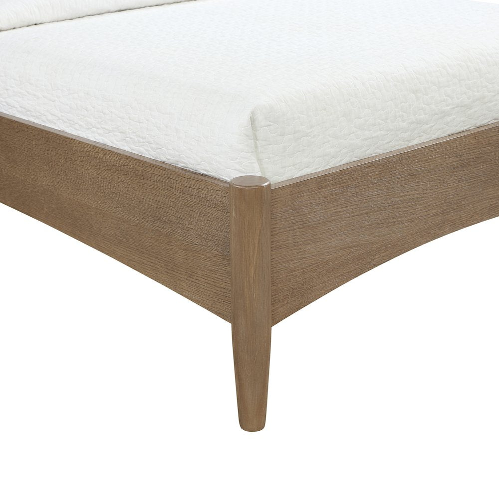Santos Beige Vegan Leather Headboard And Wood Twin Bed