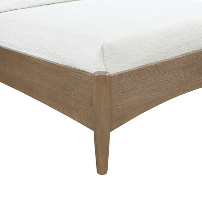 Santos Beige Vegan Leather Headboard And Wood Twin Bed