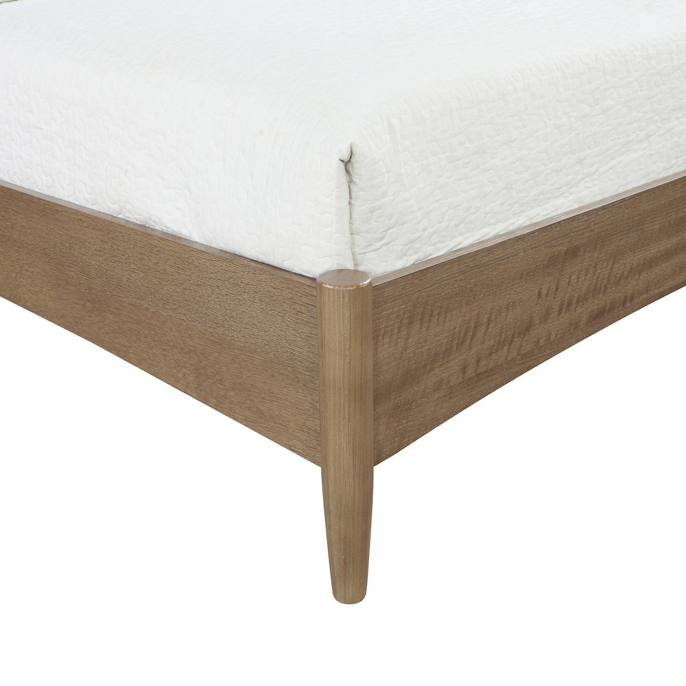 Santos Brown Vegan Leather Headboard And Wood Full Bed