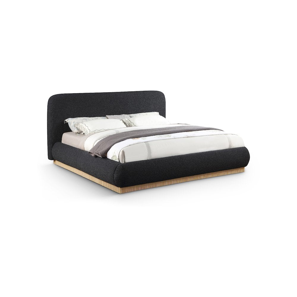 Rigby Black Boucle Fabric King Bed