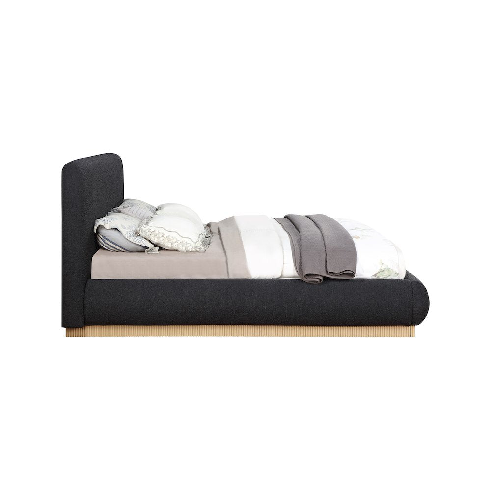 Rigby Black Boucle Fabric King Bed