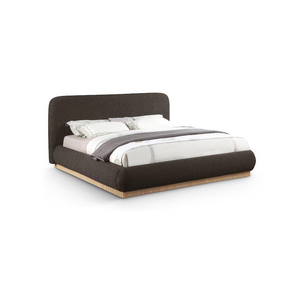 Rigby Brown Boucle Fabric Queen Bed