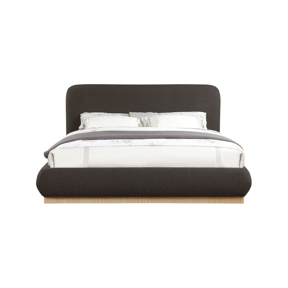 Rigby Brown Boucle Fabric Queen Bed