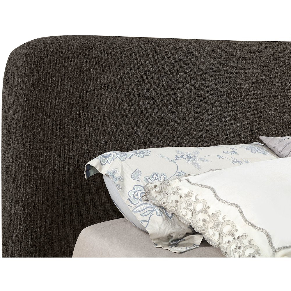 Rigby Brown Boucle Fabric Queen Bed