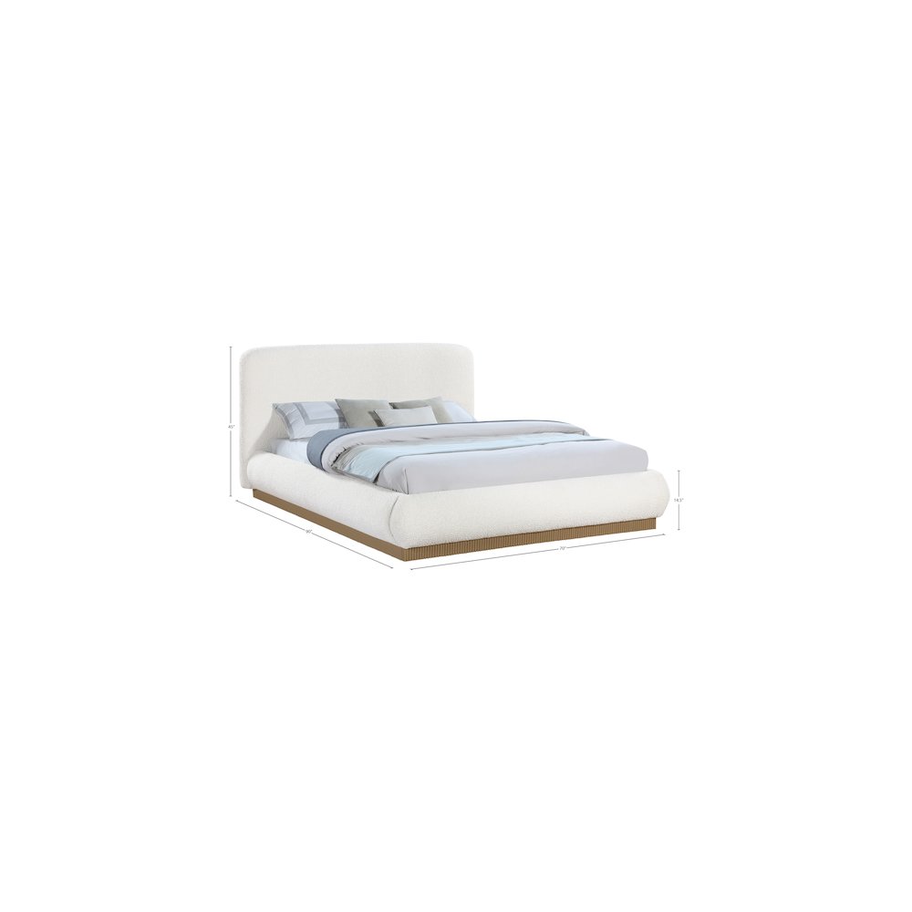 Rigby Cream Boucle Fabric Queen Bed