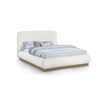 Rigby Cream Boucle Fabric Queen Bed