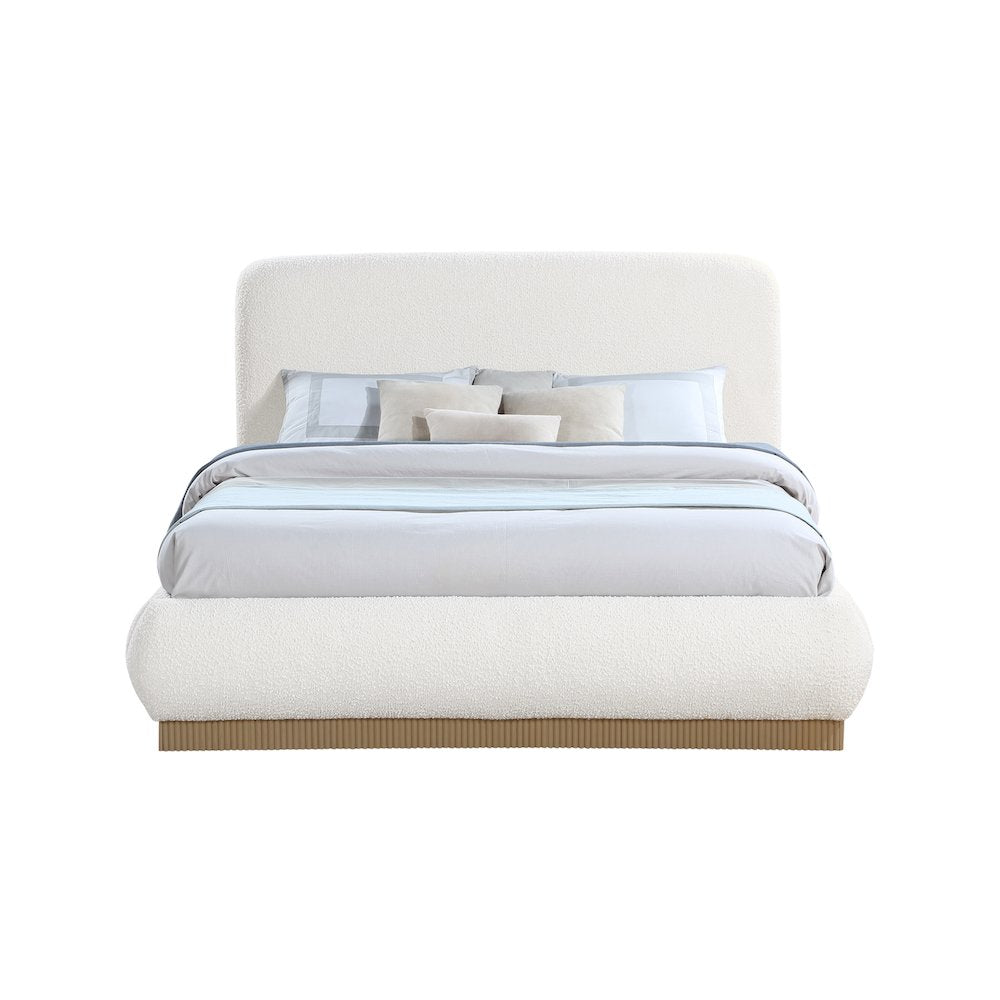 Rigby Cream Boucle Fabric Queen Bed