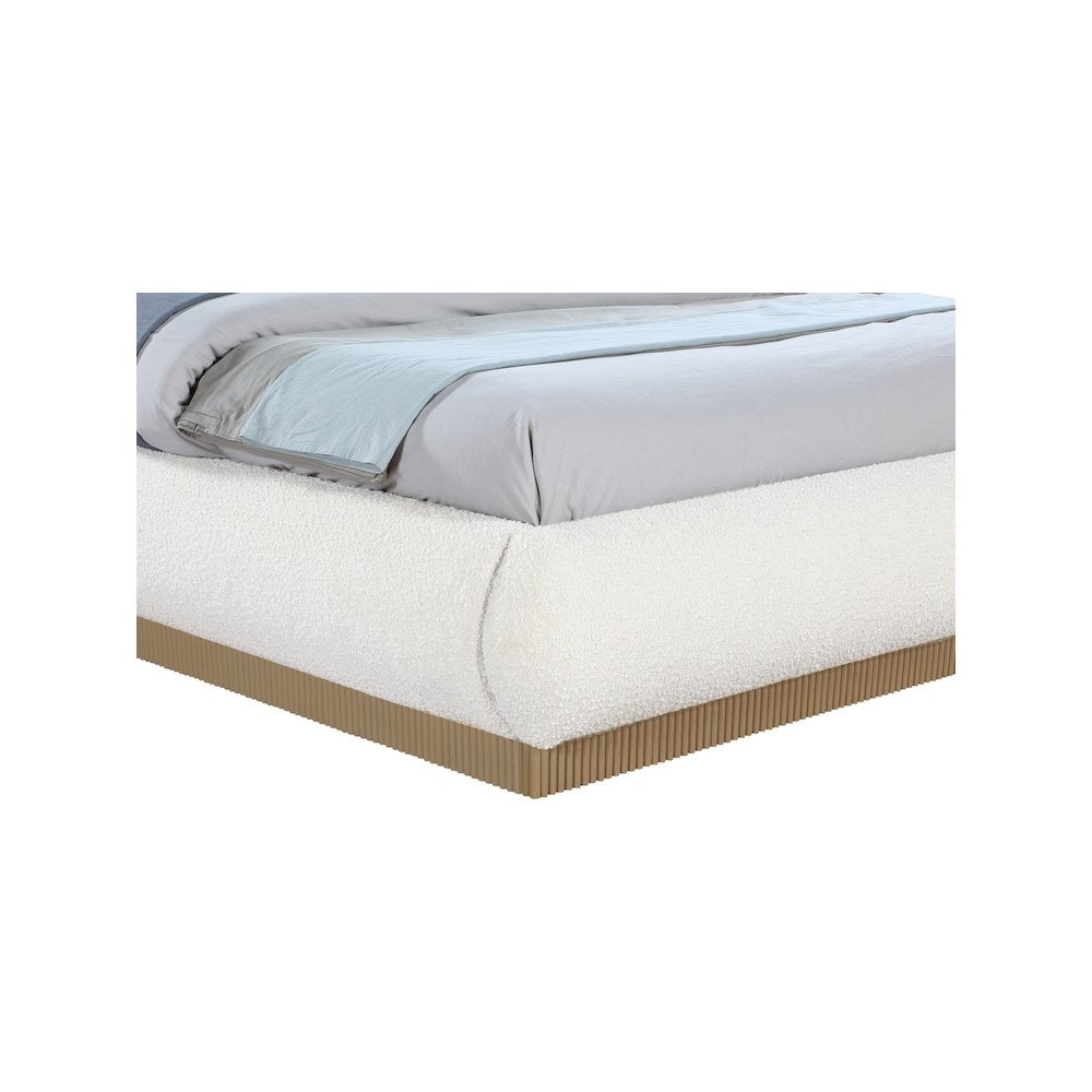 Rigby Cream Boucle Fabric Queen Bed