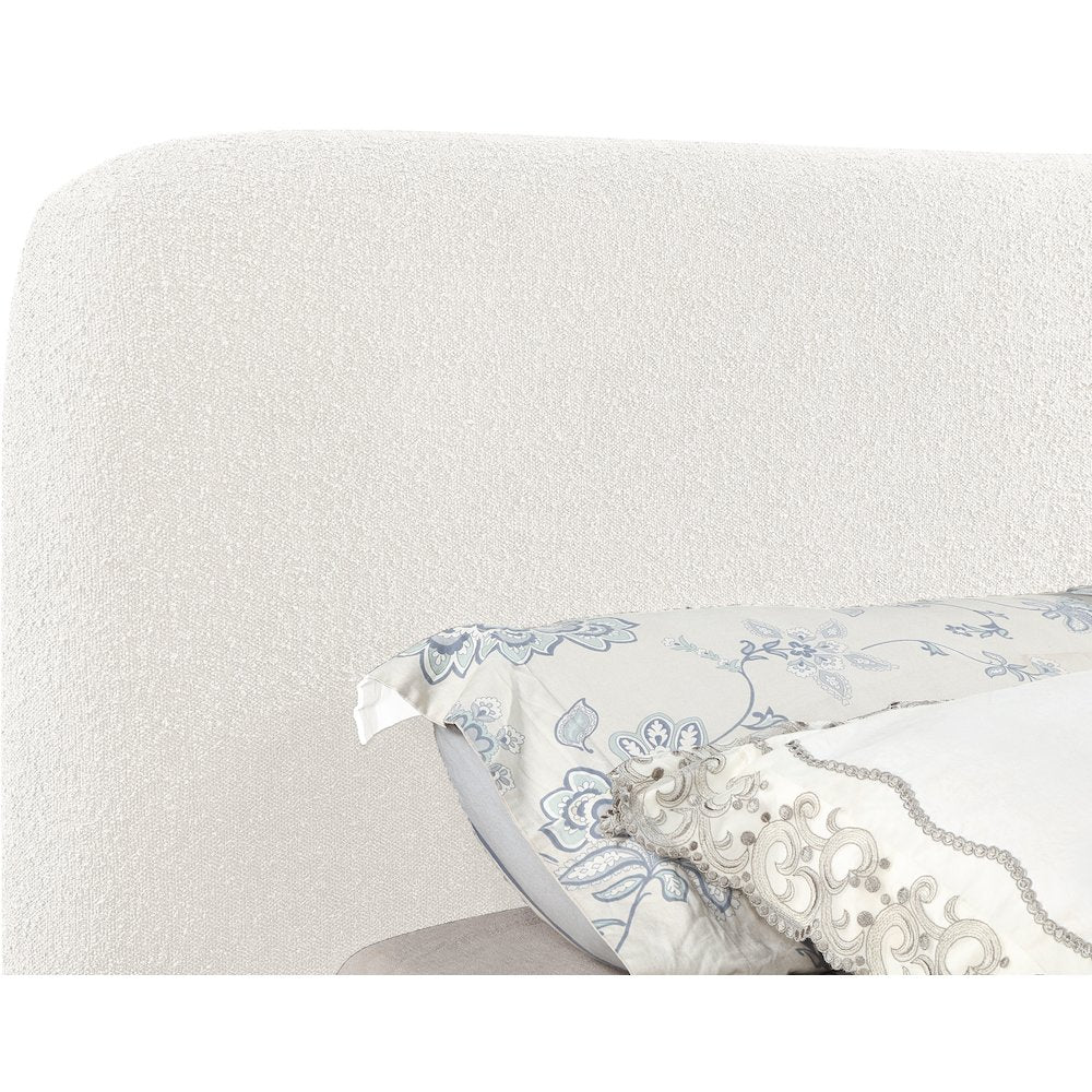 Rigby Cream Boucle Fabric Queen Bed