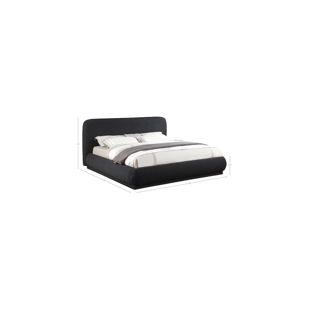 Rigby Black Boucle Fabric King Bed
