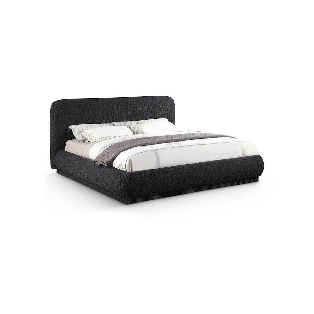 Rigby Black Boucle Fabric King Bed