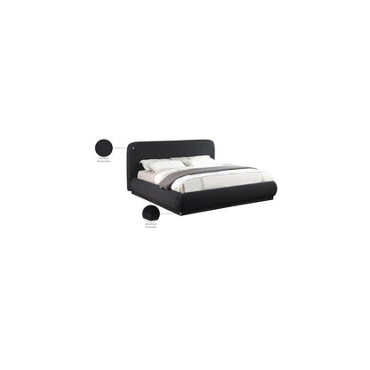 Rigby Black Boucle Fabric Queen Bed
