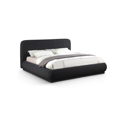 Rigby Black Boucle Fabric Queen Bed