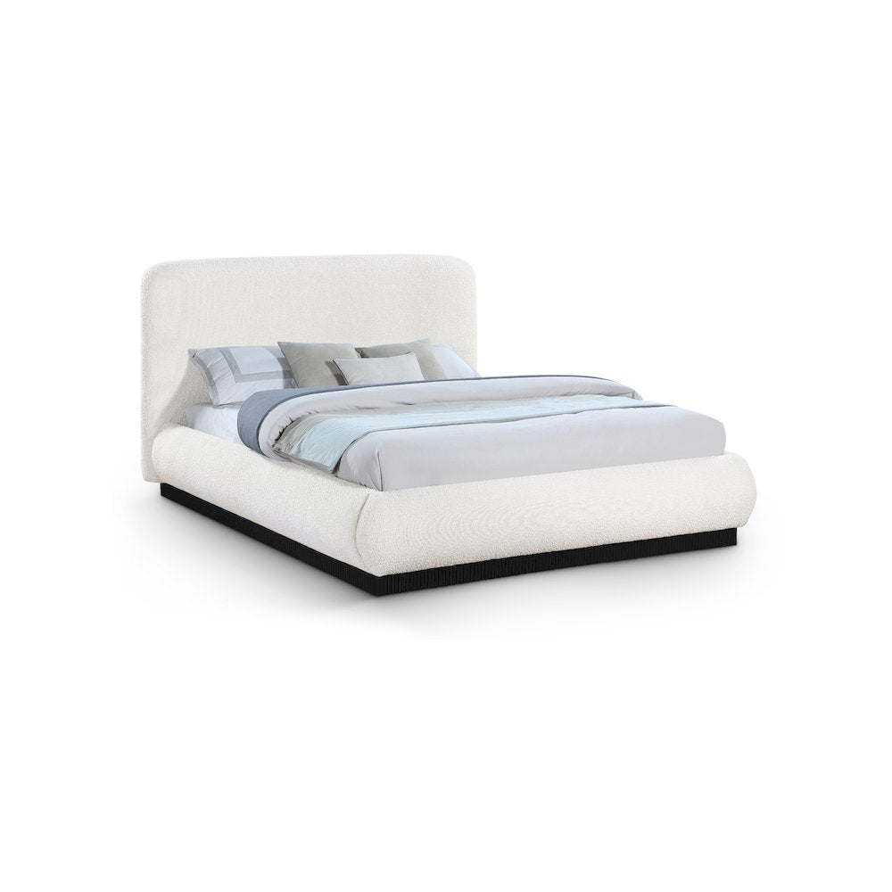 Rigby Cream Boucle Fabric Queen Bed