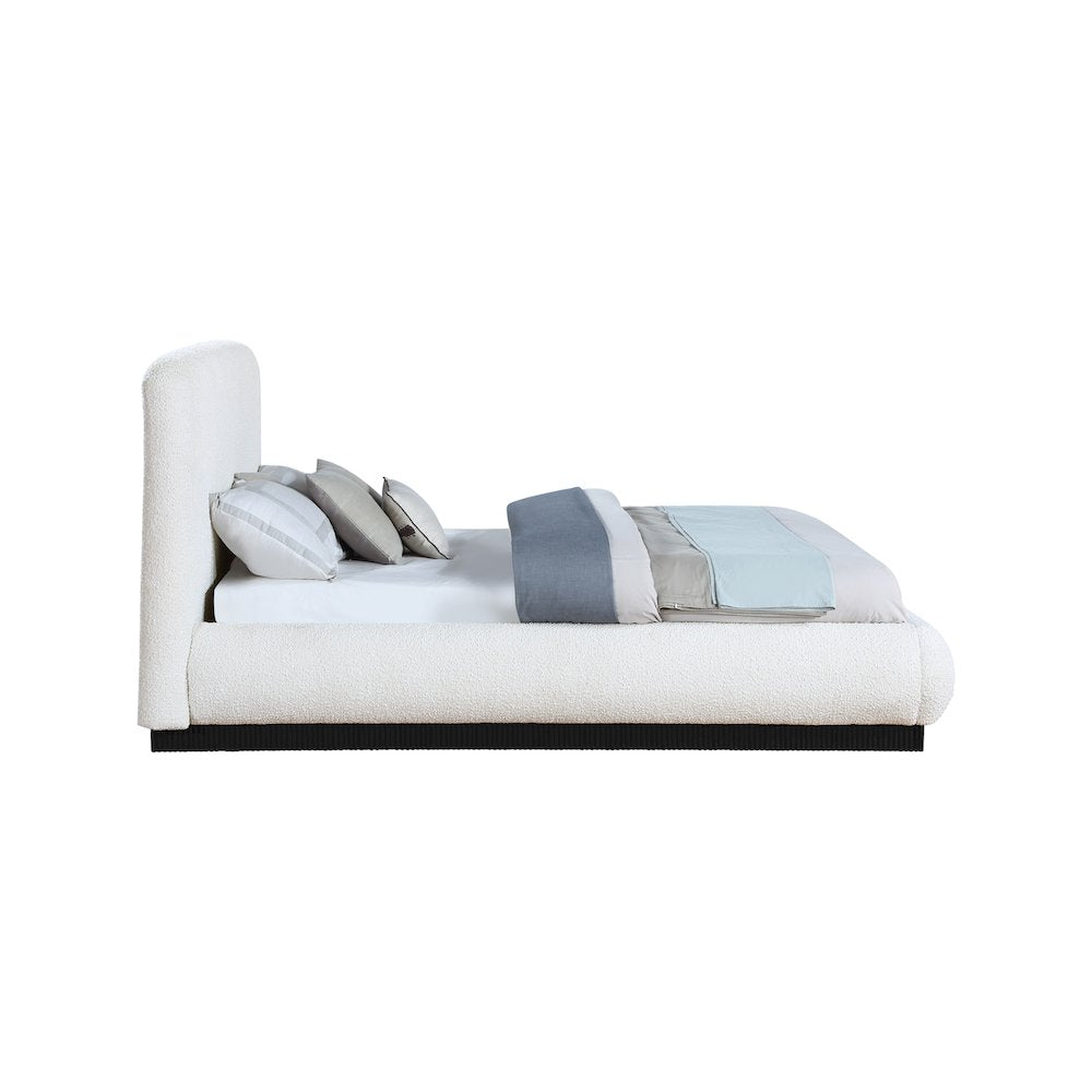 Rigby Cream Boucle Fabric Queen Bed