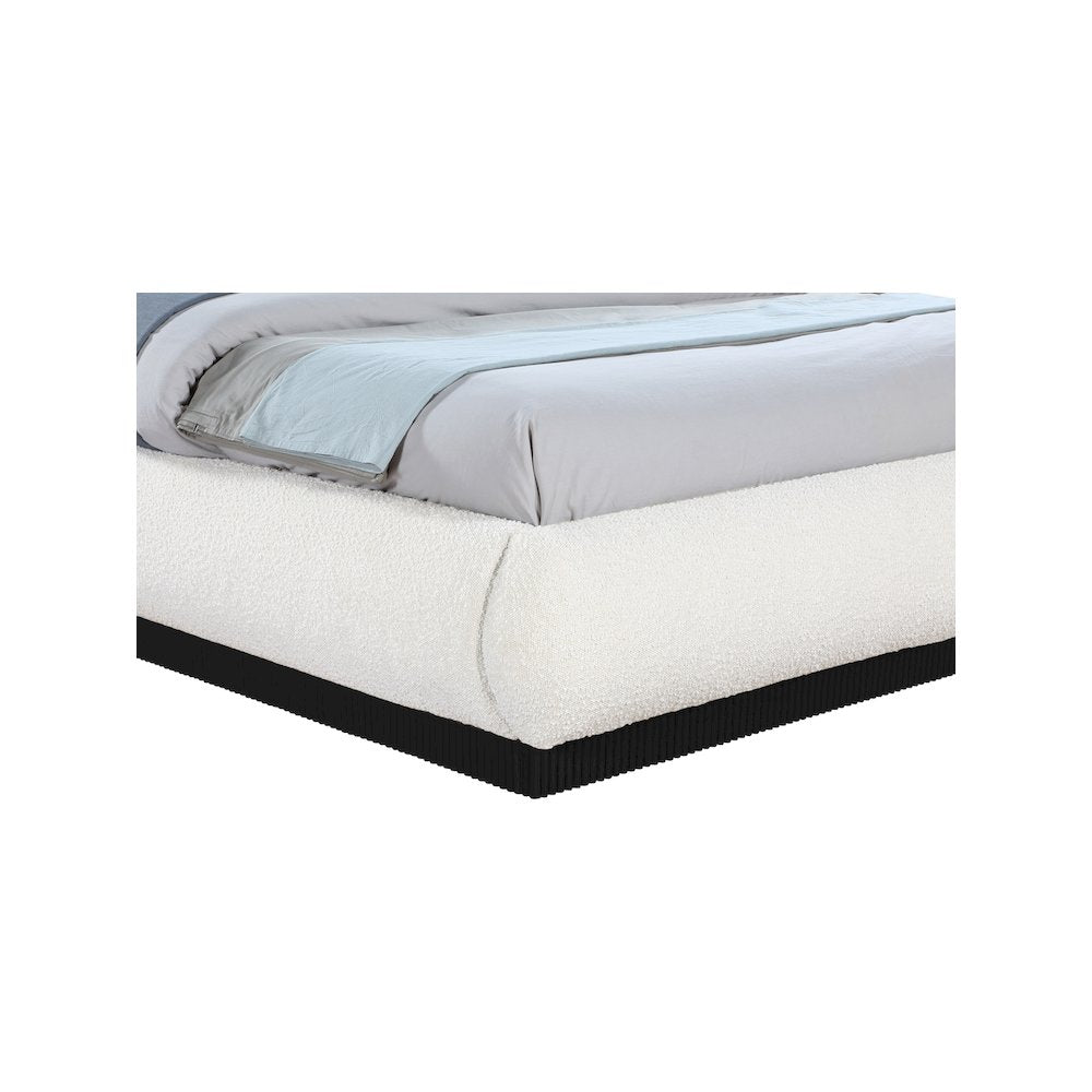 Rigby Cream Boucle Fabric Queen Bed