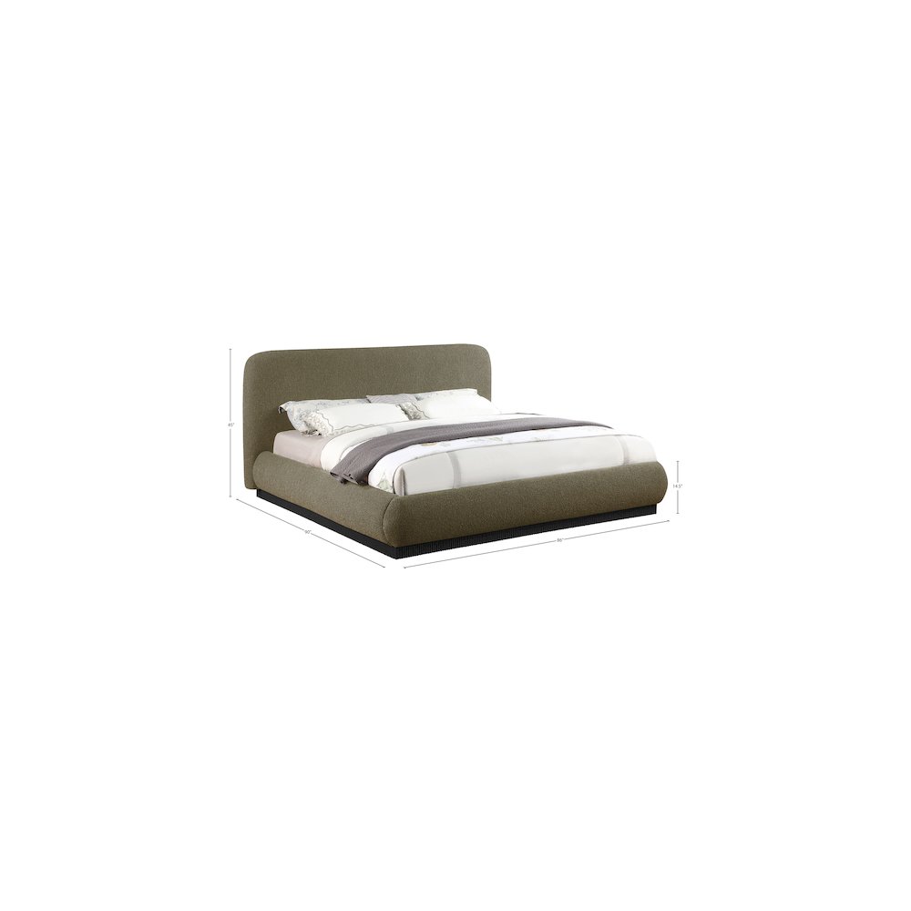 Rigby Olive Boucle Fabric King Bed